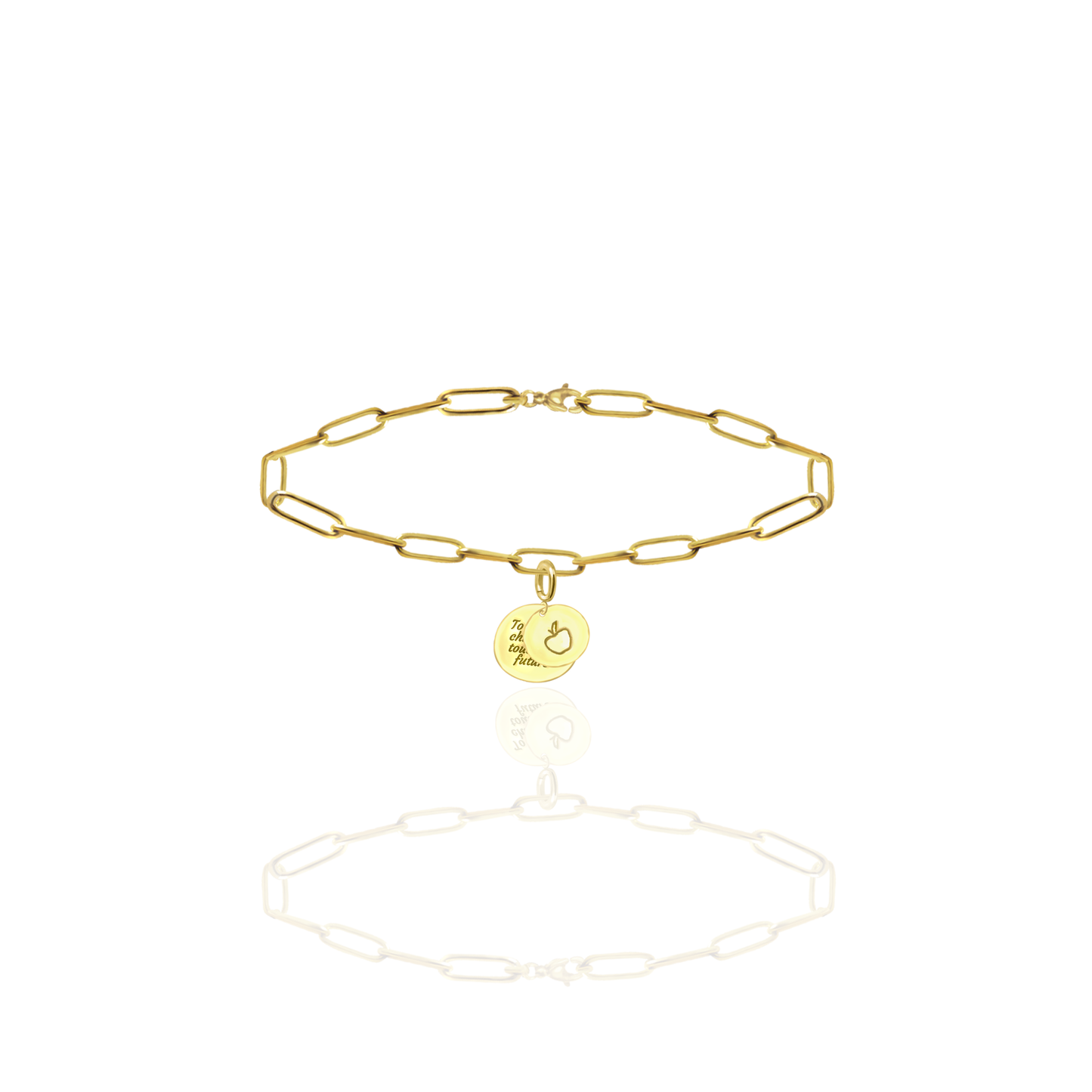 [PRE-ORDER] Elara Apple with "To Teach is to Touch the Future" Charm, Paper Clip Chain  – Legacy Apple, Teaching, Impact, Inspiration, Future, Generations, Teacher Appreciation Gifts - Gold, Silver🍎