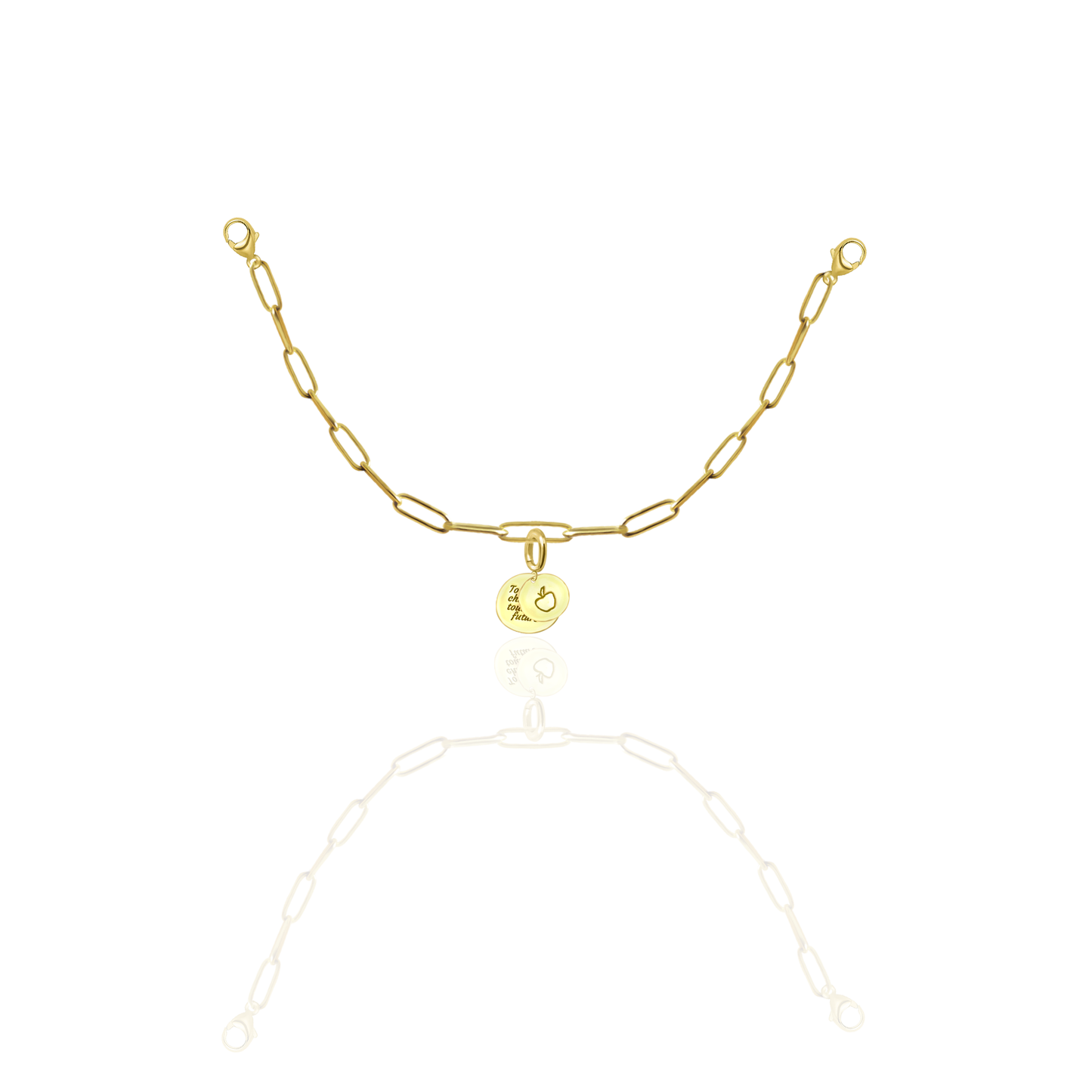 [PRE-ORDER] Elara Apple with "To Teach is to Touch the Future" Charm, Paper Clip Chain  – Legacy Apple, Teaching, Impact, Inspiration, Future, Generations, Teacher Appreciation Gifts - Gold, Silver🍎