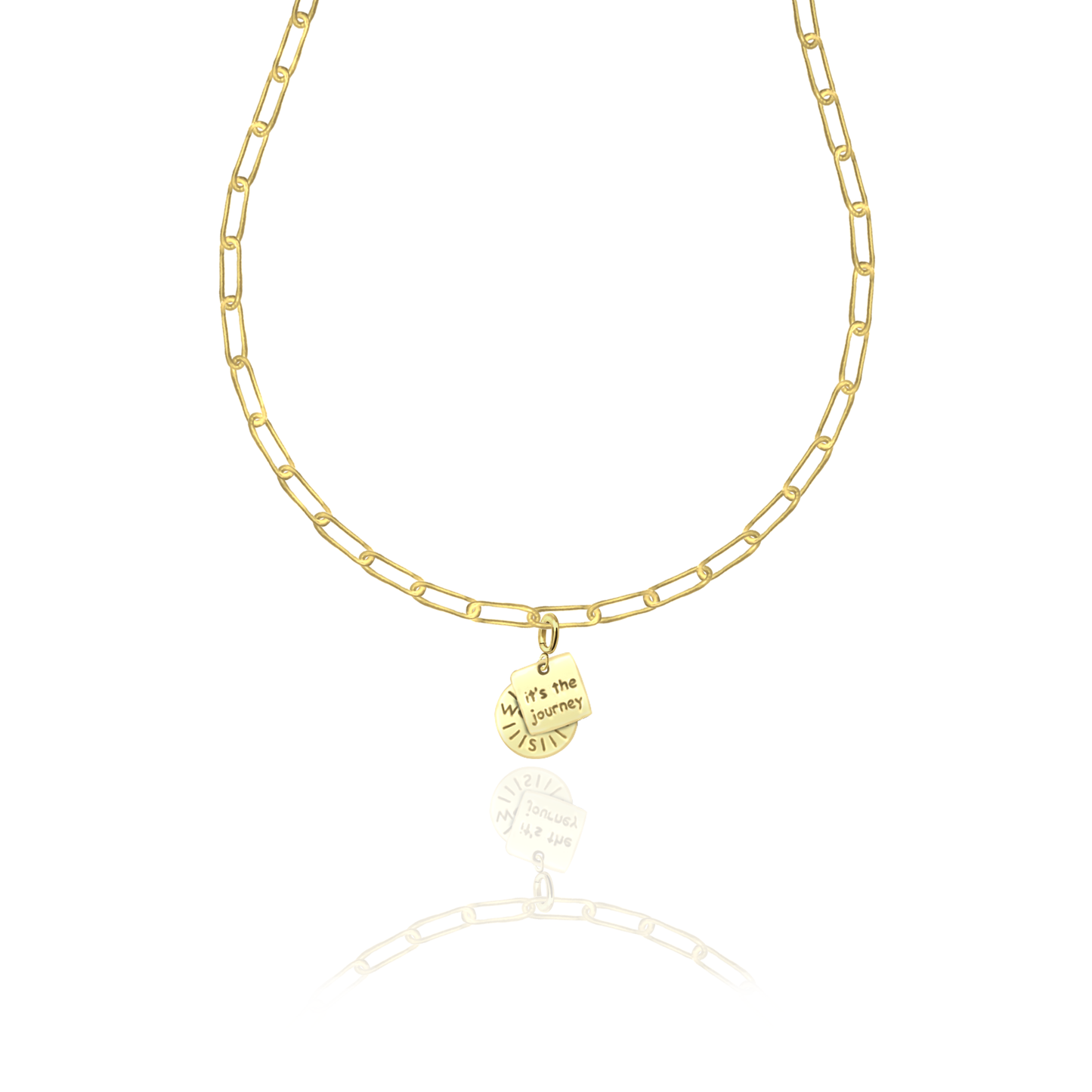 [PRE-ORDER] Nova Compass with "It’s the Journey" Charm, Paper Clip Chain  – Pathfinder, Journey, Discovery, Guidance, Teacher Appreciation Gifts, Learning Journey - Gold, Silver🌟