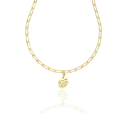 [PRE-ORDER] Nova Compass with "It’s the Journey" Charm, Paper Clip Chain  – Pathfinder, Journey, Discovery, Guidance, Teacher Appreciation Gifts, Learning Journey - Gold, Silver🌟