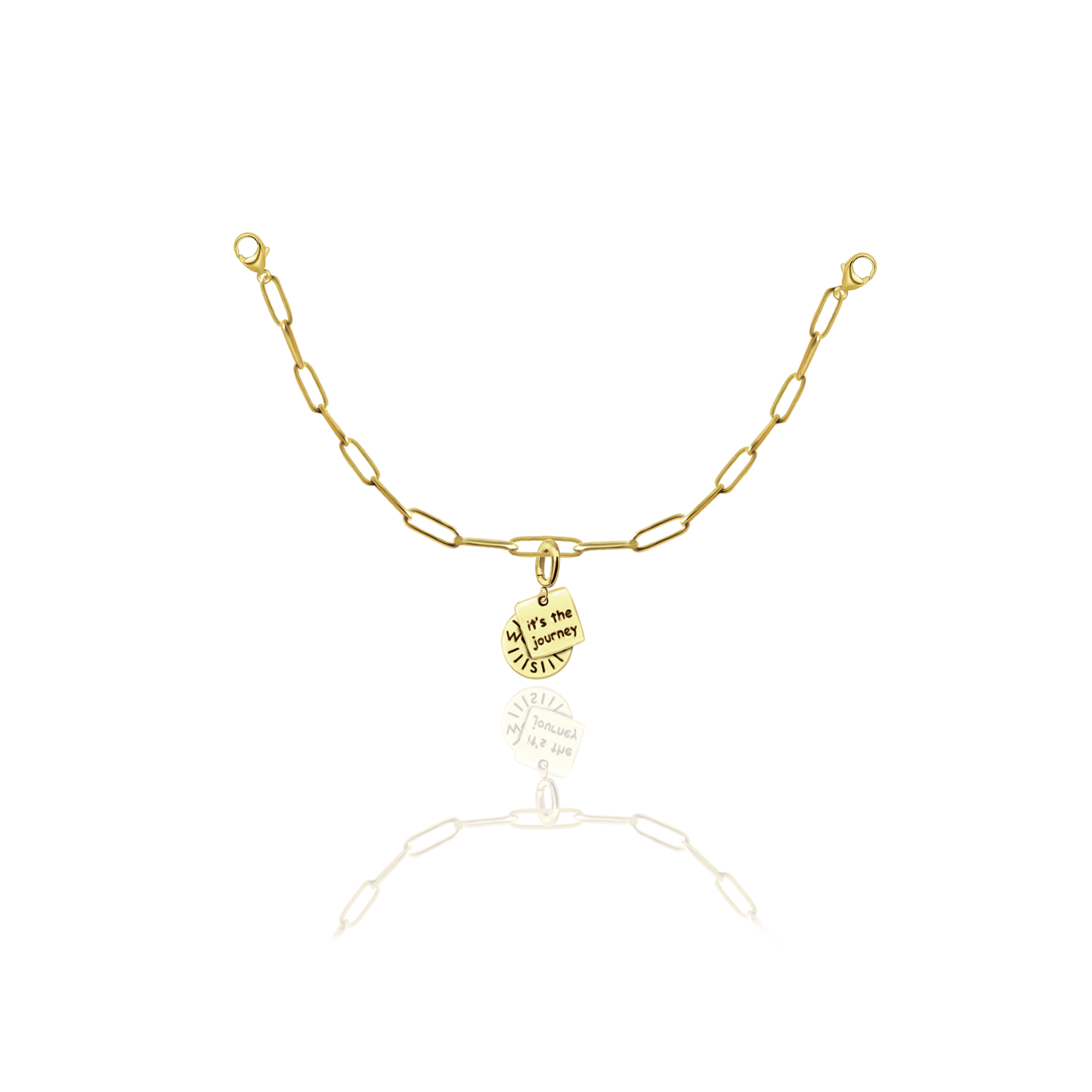 [PRE-ORDER] Nova Compass with "It’s the Journey" Charm, Paper Clip Chain  – Pathfinder, Journey, Discovery, Guidance, Teacher Appreciation Gifts, Learning Journey - Gold, Silver🌟
