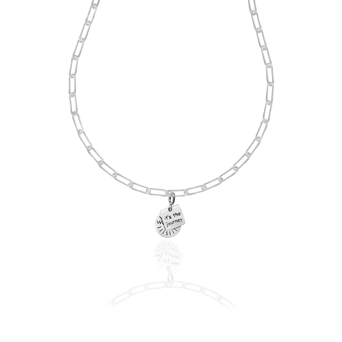 [PRE-ORDER] Nova Compass with "It’s the Journey" Charm, Paper Clip Chain  – Pathfinder, Journey, Discovery, Guidance, Teacher Appreciation Gifts, Learning Journey - Gold, Silver🌟