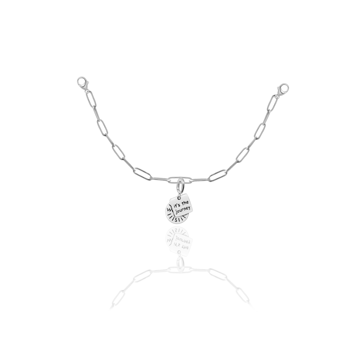 [PRE-ORDER] Nova Compass with "It’s the Journey" Charm, Paper Clip Chain  – Pathfinder, Journey, Discovery, Guidance, Teacher Appreciation Gifts, Learning Journey - Gold, Silver🌟