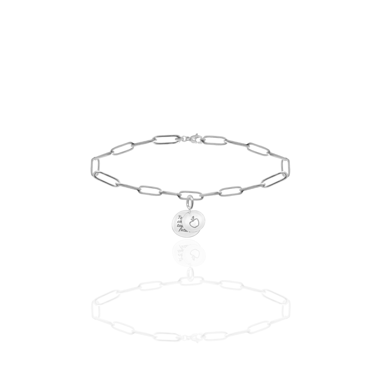 [PRE-ORDER] Elara Apple with "To Teach is to Touch the Future" Charm, Paper Clip Chain  – Legacy Apple, Teaching, Impact, Inspiration, Future, Generations, Teacher Appreciation Gifts - Gold, Silver🍎