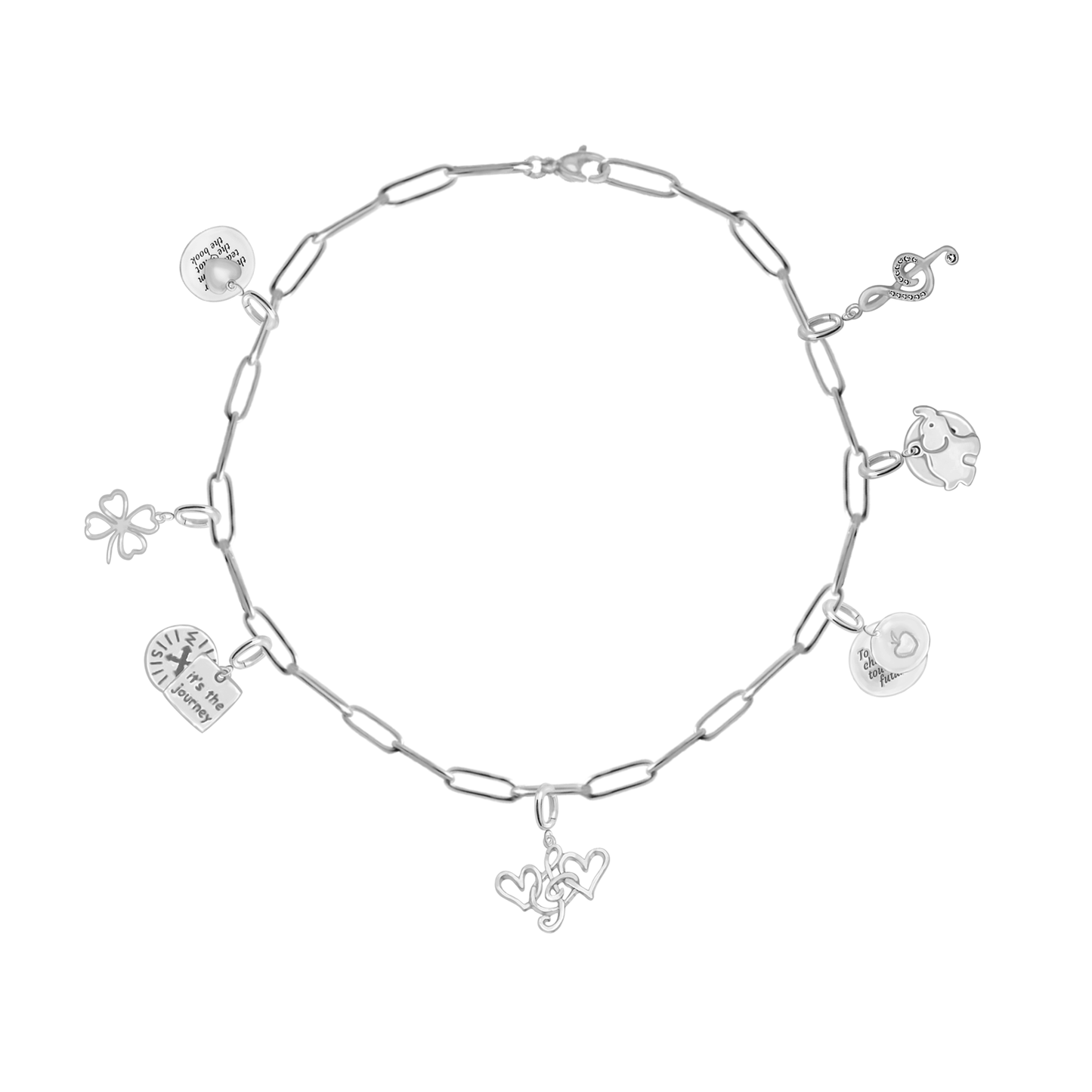 Lyric Harmony of the Heart, Paper Clip Chain, Hearts and Treble Clef Charm, Music, Passion, Creativity, Inspiration, Teacher Appreciation Gifts - Gold, Silver 🎶