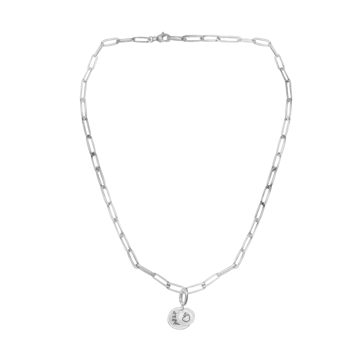 [PRE-ORDER] Elara Apple with "To Teach is to Touch the Future" Charm, Paper Clip Chain  – Legacy Apple, Teaching, Impact, Inspiration, Future, Generations, Teacher Appreciation Gifts - Gold, Silver🍎