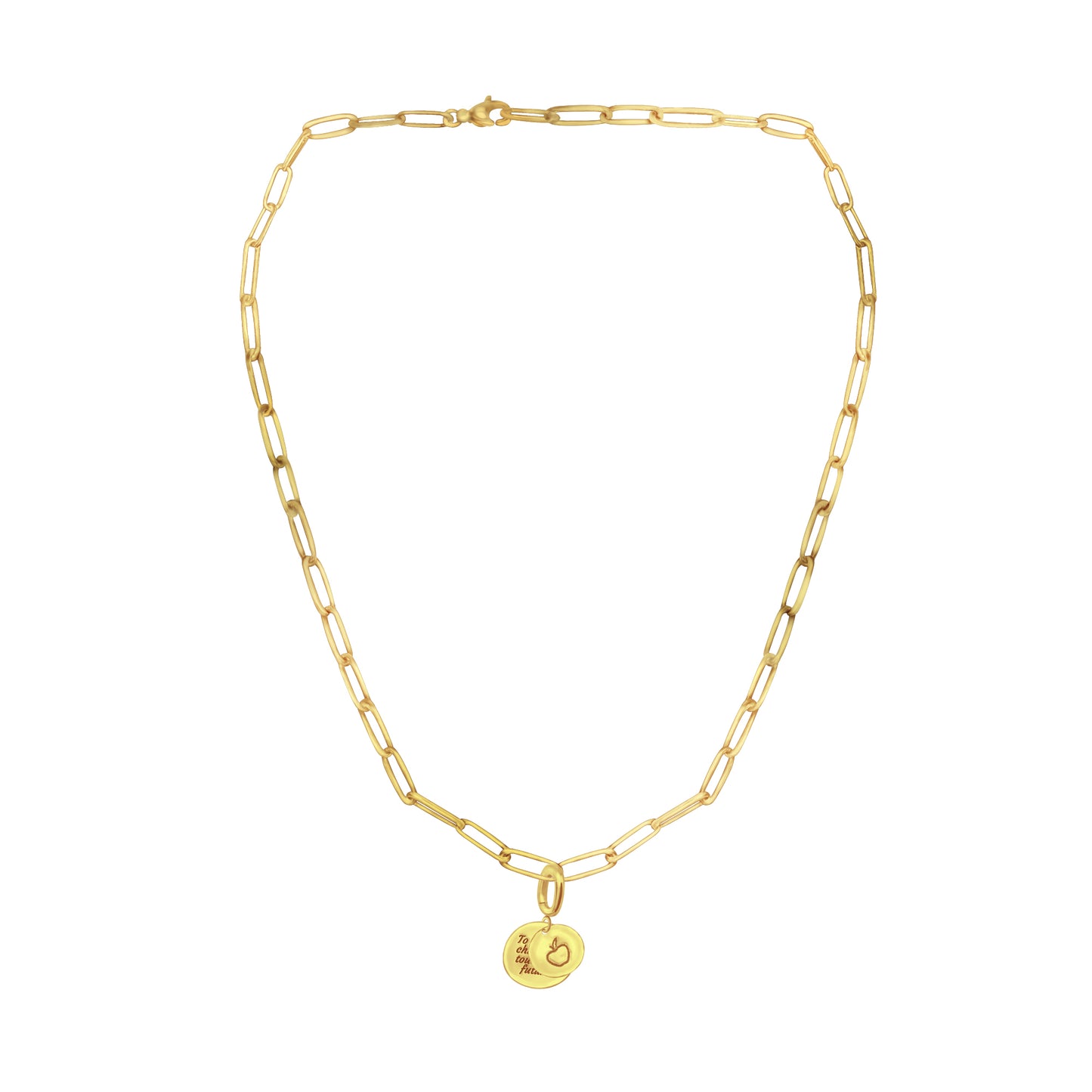 [PRE-ORDER] Elara Apple with "To Teach is to Touch the Future" Charm, Paper Clip Chain  – Legacy Apple, Teaching, Impact, Inspiration, Future, Generations, Teacher Appreciation Gifts - Gold, Silver🍎