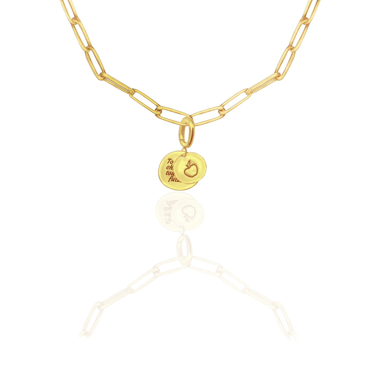 [PRE-ORDER] Elara Apple with "To Teach is to Touch the Future" Charm, Paper Clip Chain  – Legacy Apple, Teaching, Impact, Inspiration, Future, Generations, Teacher Appreciation Gifts - Gold, Silver🍎