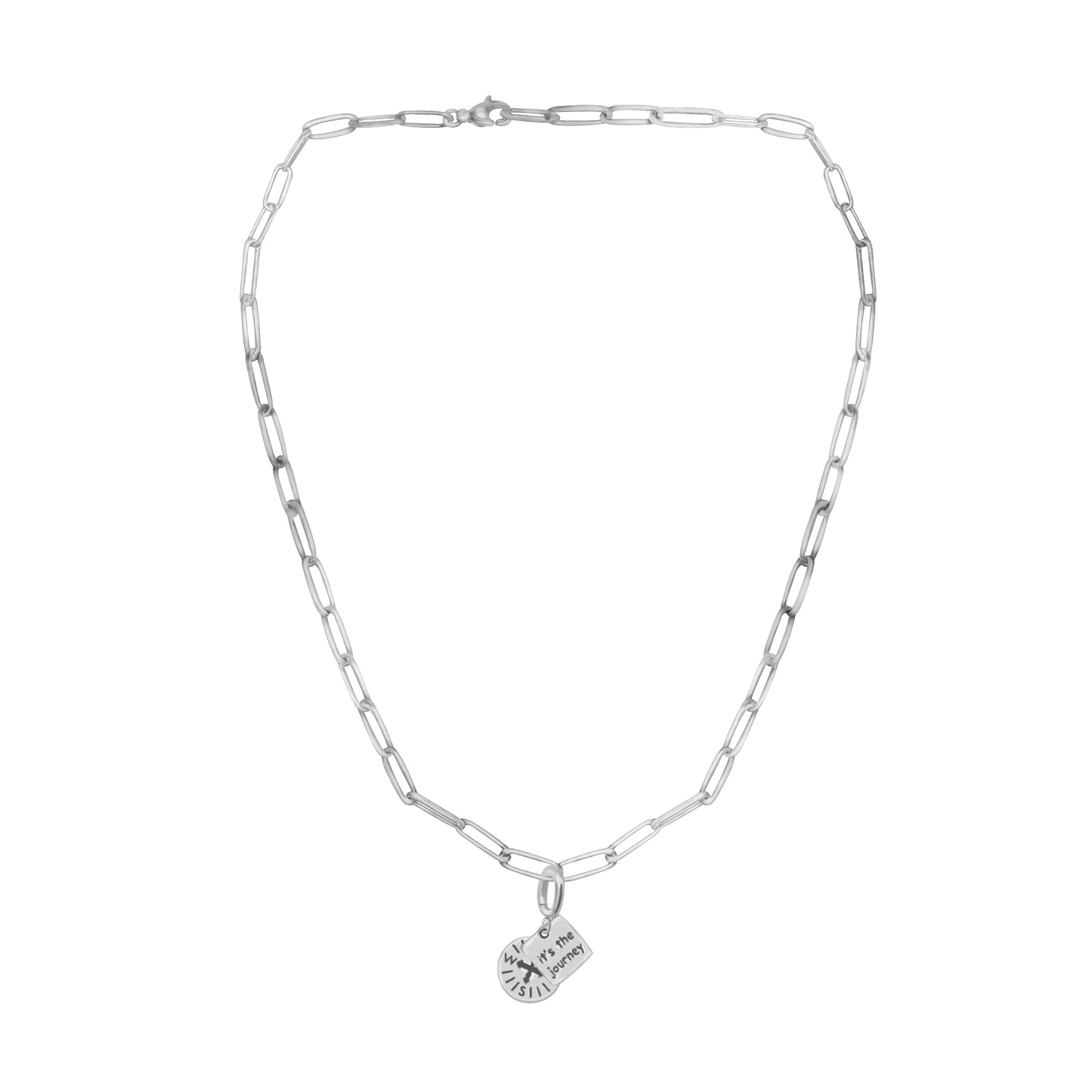 [PRE-ORDER] Nova Compass with "It’s the Journey" Charm, Paper Clip Chain  – Pathfinder, Journey, Discovery, Guidance, Teacher Appreciation Gifts, Learning Journey - Gold, Silver🌟