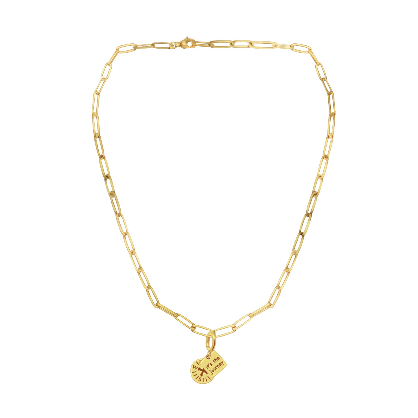 [PRE-ORDER] Nova Compass with "It’s the Journey" Charm, Paper Clip Chain  – Pathfinder, Journey, Discovery, Guidance, Teacher Appreciation Gifts, Learning Journey - Gold, Silver🌟