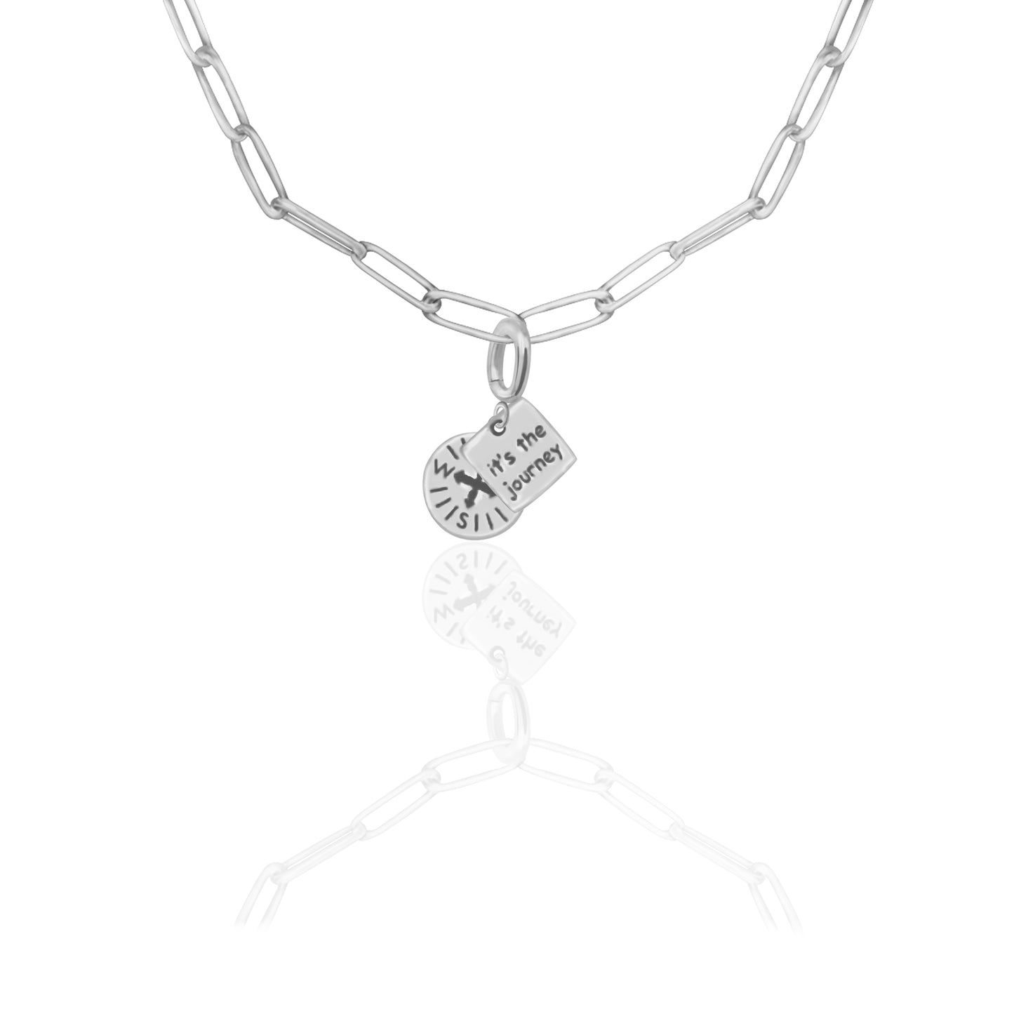 [PRE-ORDER] Nova Compass with "It’s the Journey" Charm, Paper Clip Chain  – Pathfinder, Journey, Discovery, Guidance, Teacher Appreciation Gifts, Learning Journey - Gold, Silver🌟