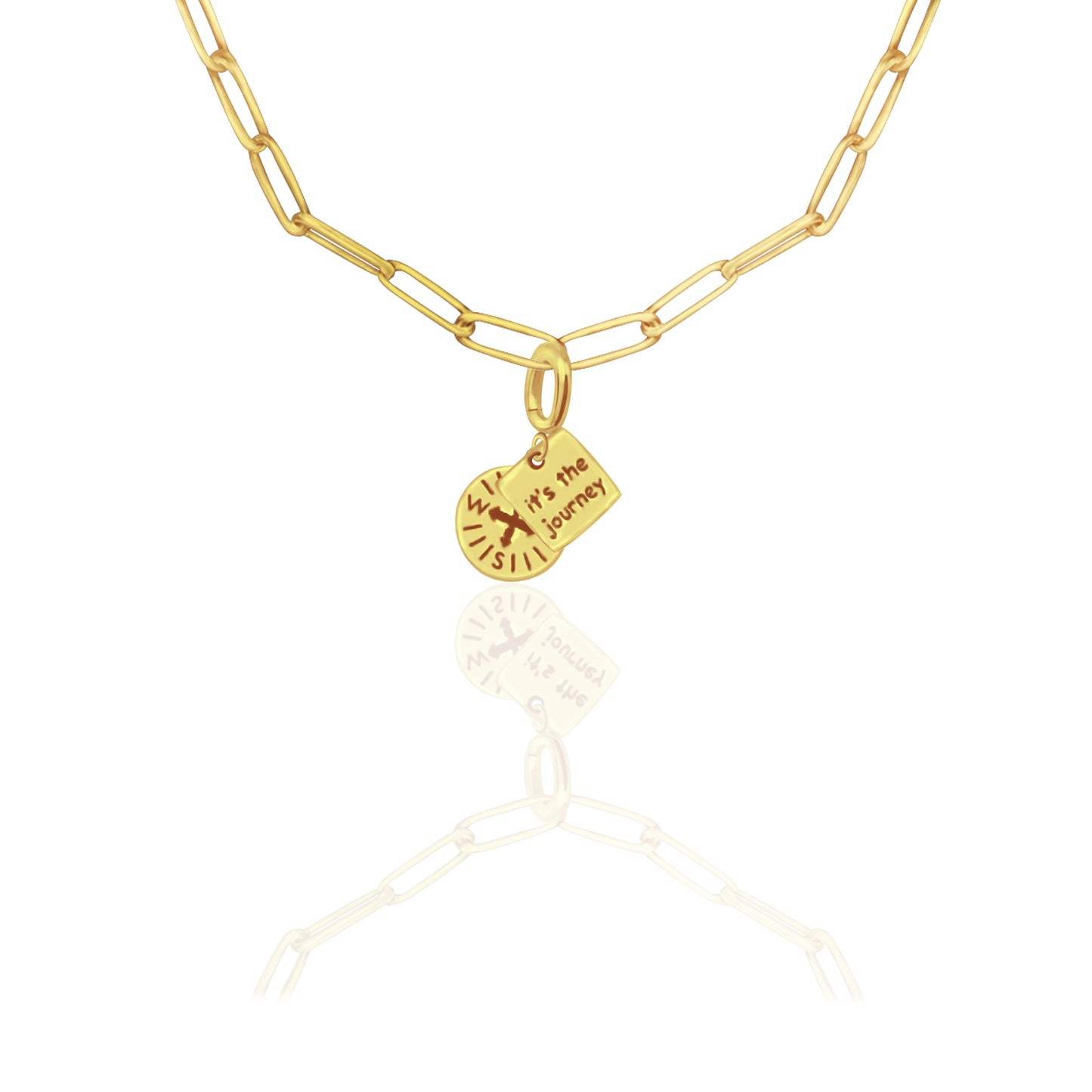 [PRE-ORDER] Nova Compass with "It’s the Journey" Charm, Paper Clip Chain  – Pathfinder, Journey, Discovery, Guidance, Teacher Appreciation Gifts, Learning Journey - Gold, Silver🌟