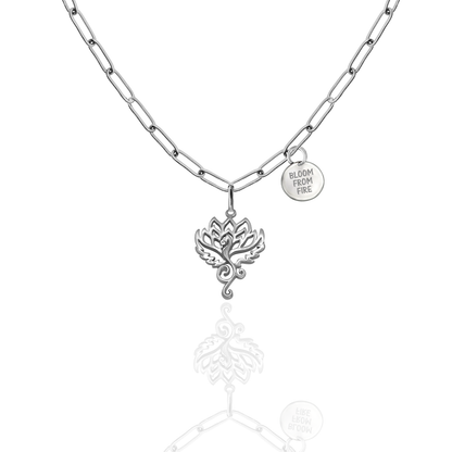 Quinnlyn & Co. Phoenix Flower Pendant Necklace with Paperclip Chain, Handmade Gifts for Women with Inspirational Quote on Greeting Card