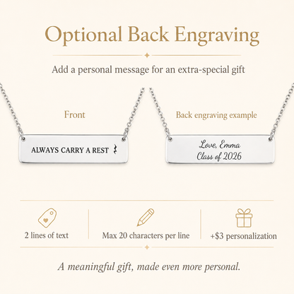Always Carry a Rest Bar Necklace for Music Teachers & Musicians | Quinnlyn & Co.