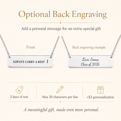 Always Carry a Rest Bar Necklace for Music Teachers & Musicians | Quinnlyn & Co.