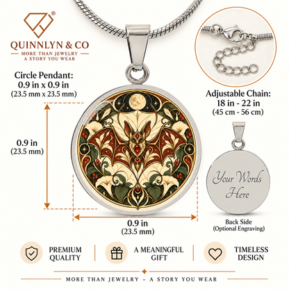 Moonlit Bat Necklace | Art Nouveau Celestial Pendant