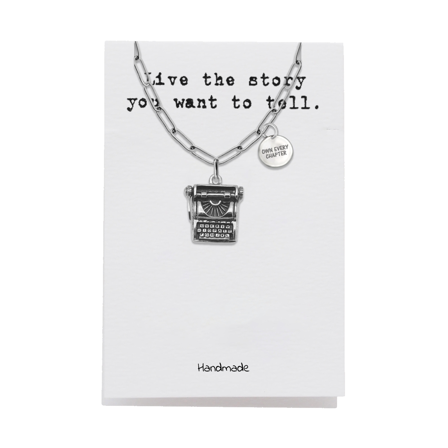 Quinnlyn & Co. Pham Typewriter Pendant Necklace, Birthday Gifts for Women with Inspirational Quote on Greeting Card