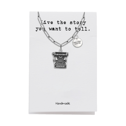 Quinnlyn & Co. Pham Typewriter Pendant Necklace, Birthday Gifts for Women with Inspirational Quote on Greeting Card