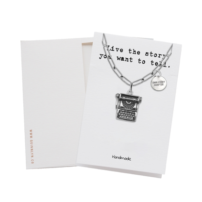 Quinnlyn & Co. Pham Typewriter Pendant Necklace, Birthday Gifts for Women with Inspirational Quote on Greeting Card