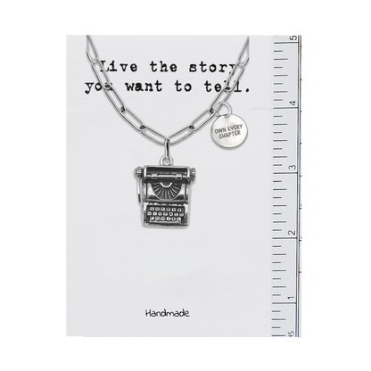Quinnlyn & Co. Pham Typewriter Pendant Necklace, Birthday Gifts for Women with Inspirational Quote on Greeting Card