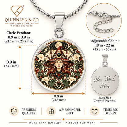 Moonlit Witch Necklace | Art Nouveau Celestial Pendant