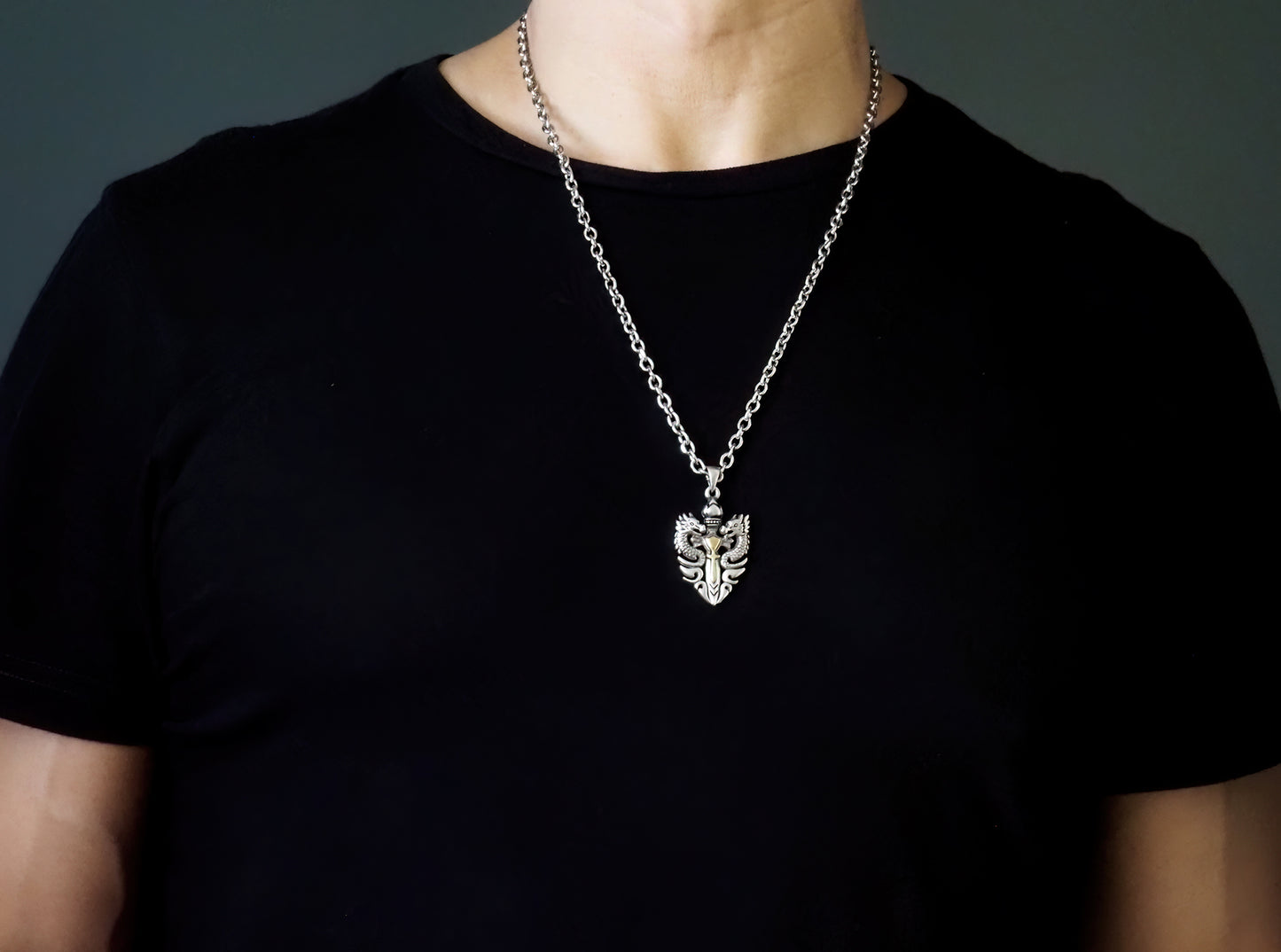 Drake Men's Dragon Pendant Necklace - Symbol of Strength and Renewal