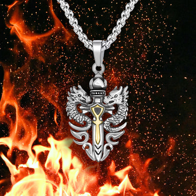 Drake Men's Dragon Pendant Necklace - Symbol of Strength and Renewal