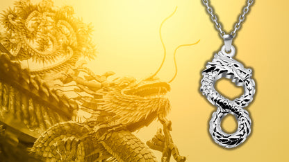 Kehlani Dragon Infinity Pendant Necklace - Inspirational Jewelry Gift for Women and Men