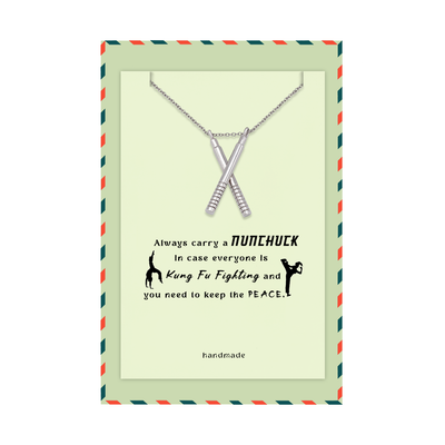 Bruce Nunchuck Pendant Necklace, Gifts for Women with Greeting Card