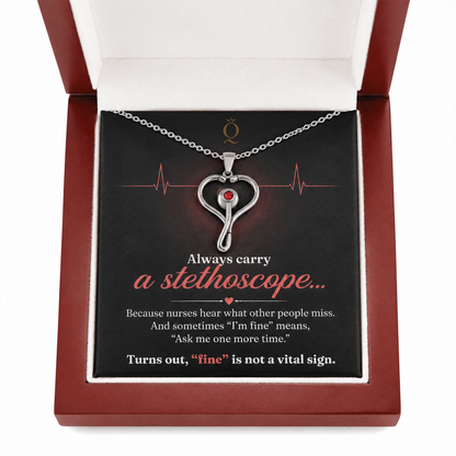Always Carry a Stethoscope Heart Necklace | Gift for Nurses