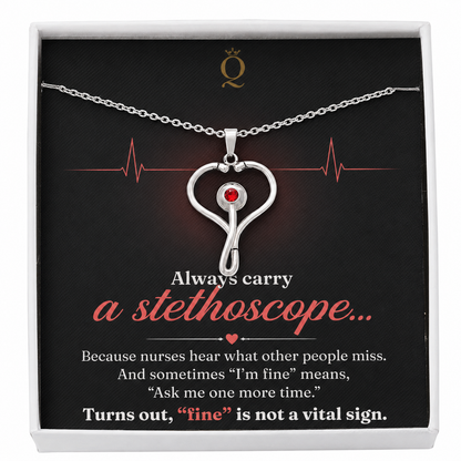 Always Carry a Stethoscope Heart Necklace | Gift for Nurses