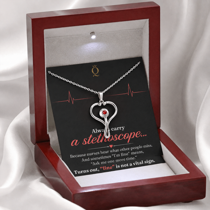 Always Carry a Stethoscope Heart Necklace | Gift for Nurses