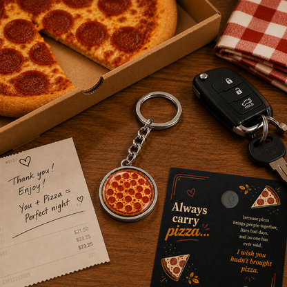 Always Carry Pizza Keychain – Personalized Pizza Photo Gift