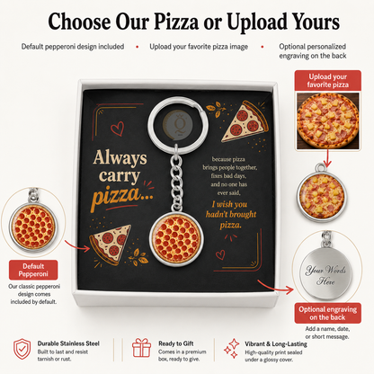 Always Carry Pizza Keychain – Personalized Pizza Photo Gift