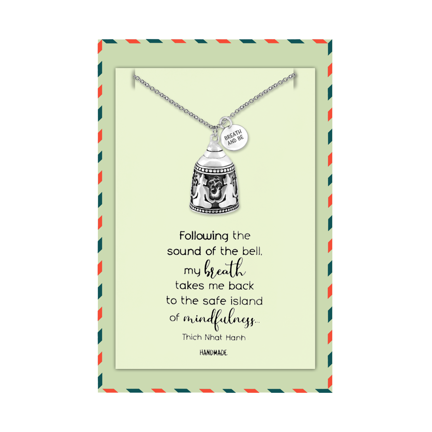 Aleah Buddha Bell Necklace Inspirational Quotes Jewelry Greeting Card