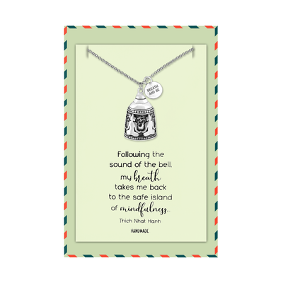 Aleah Buddha Bell Necklace Inspirational Quotes Jewelry Greeting Card