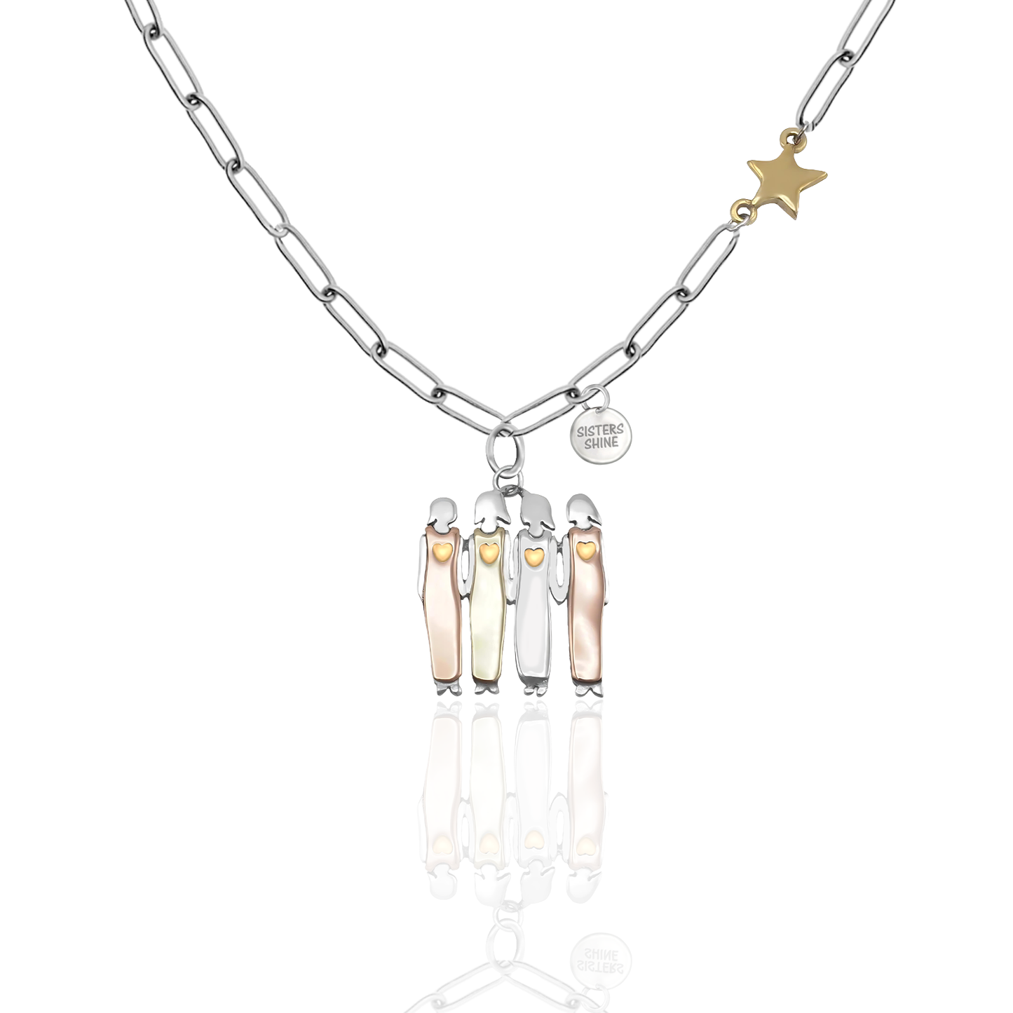 Gracyn Sisters and Star Pendant Necklace, Gifts for Best Friends with Greeting Card