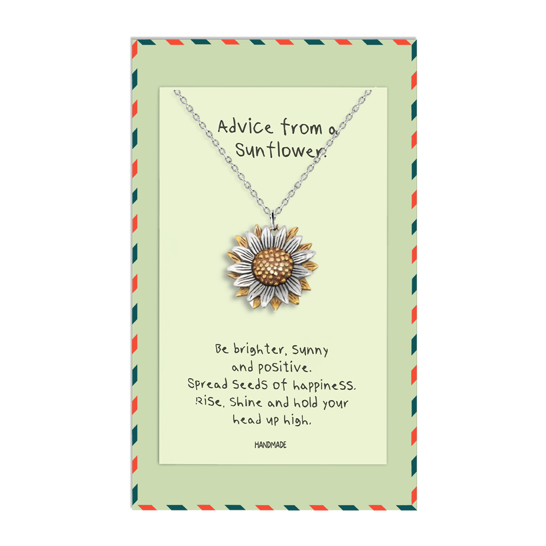 Yamileth Sunflower Charm Jewelry with Inspirational Greeting Card