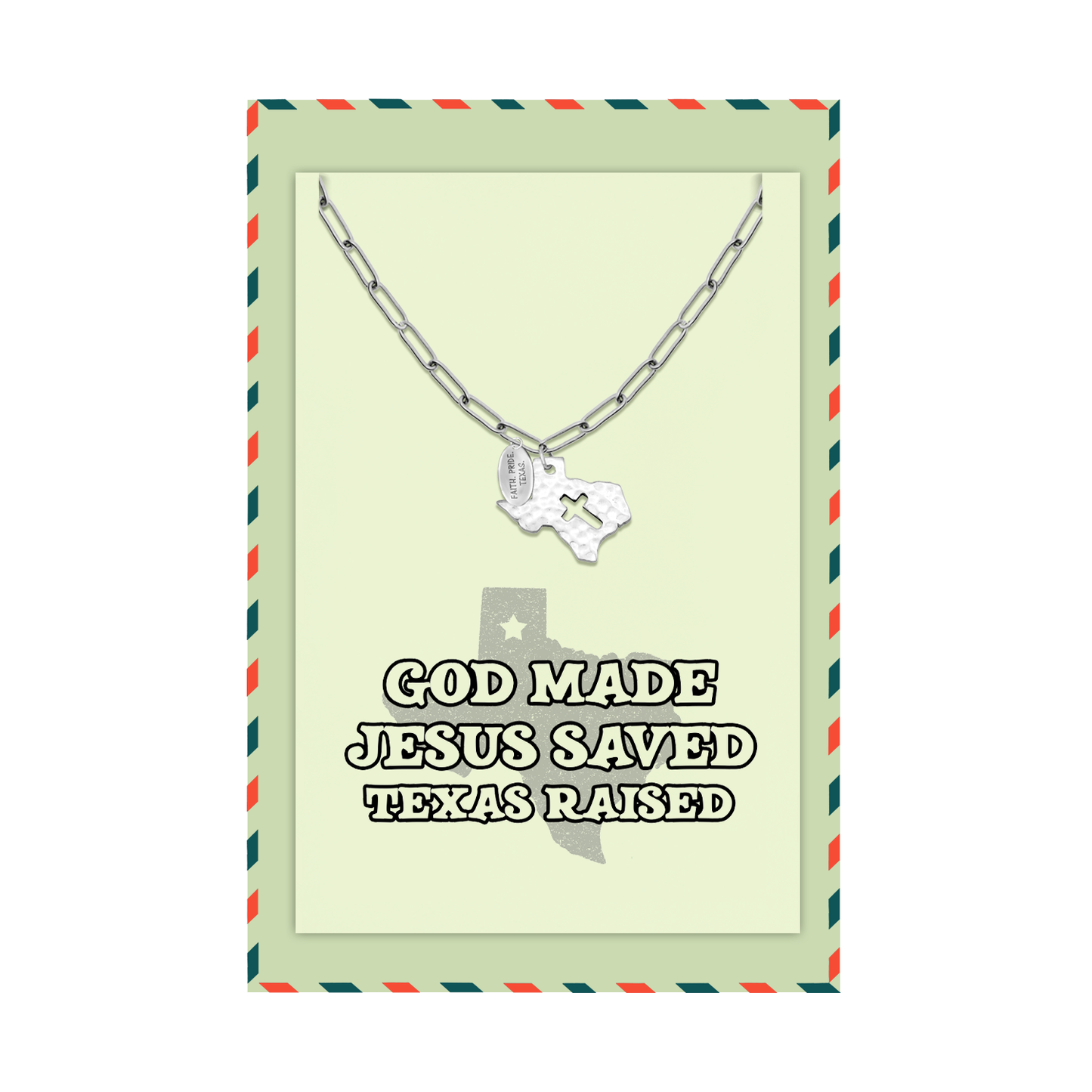Ella Texas Map Cross Necklace for Women with Greeting Card