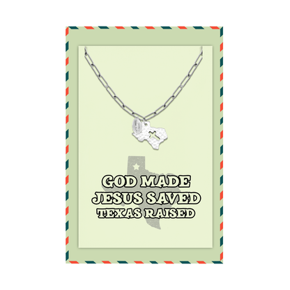 Ella Texas Map Cross Necklace for Women with Greeting Card