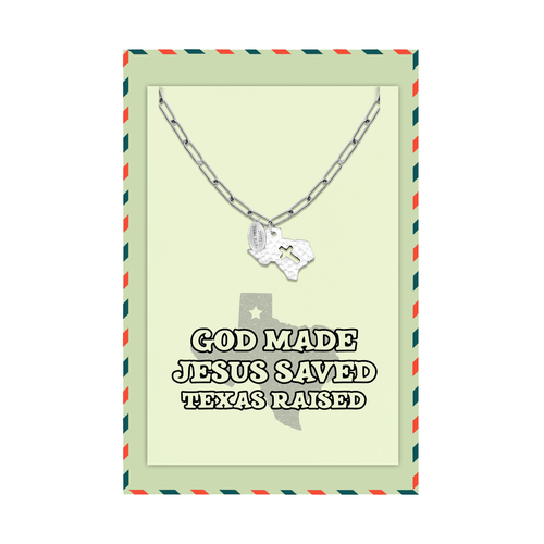 Ella Texas Map Cross Necklace for Women with Greeting Card