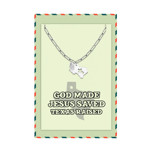Ella Texas Map Cross Necklace for Women with Greeting Card