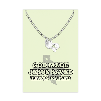 Ella Texas Map Cross Necklace for Women with Greeting Card
