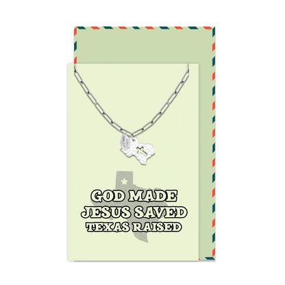 Ella Texas Map Cross Necklace for Women with Greeting Card