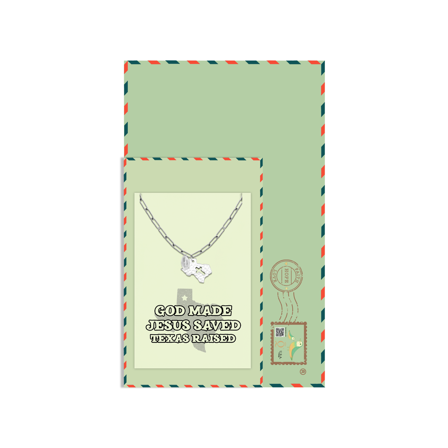 Ella Texas Map Cross Necklace for Women with Greeting Card