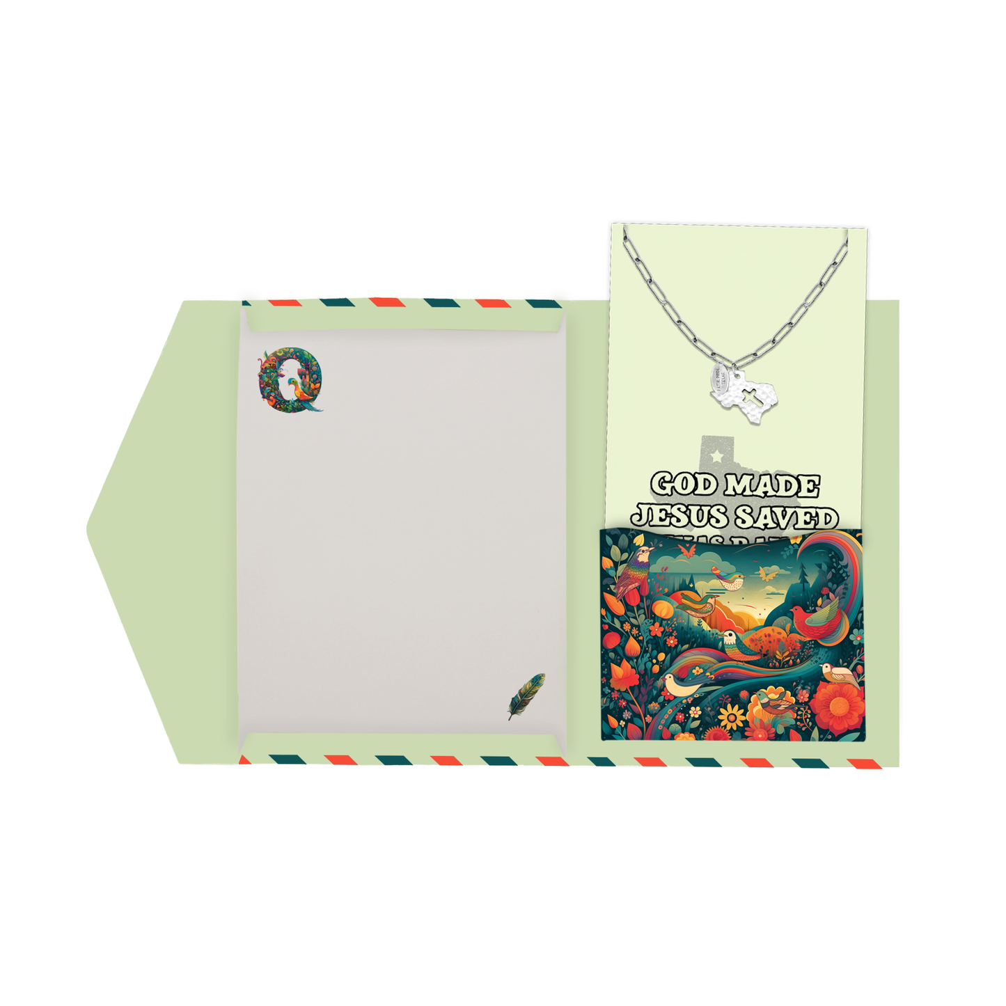 Ella Texas Map Cross Necklace for Women with Greeting Card