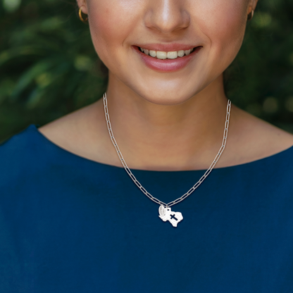 Ella Texas Map Cross Necklace for Women with Greeting Card