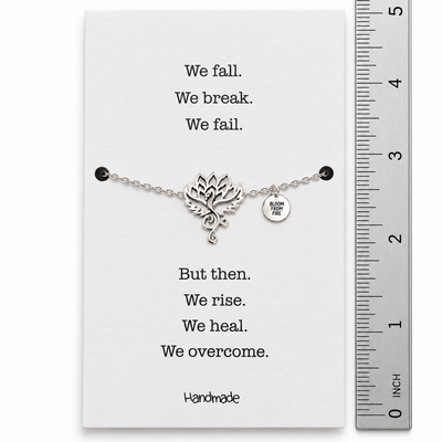 Quinnlyn & Co. Phoenix Earring, Pendant Necklace, Morse Code Bracelet Set of 2 with Inspirational Quote on Greeting Card