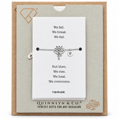 Quinnlyn & Co. Phoenix Earring, Pendant Necklace, Morse Code Bracelet Set of 2 with Inspirational Quote on Greeting Card