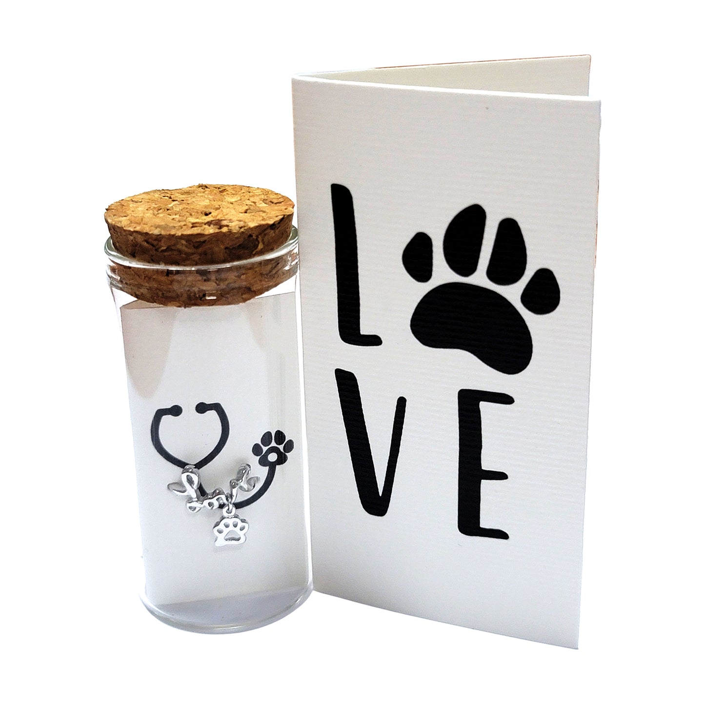 Quinnlyn & Co. Love Paw Stethoscope Charm, Gifts for Women, RN Nurses with Inspirational Quote on Greeting Card